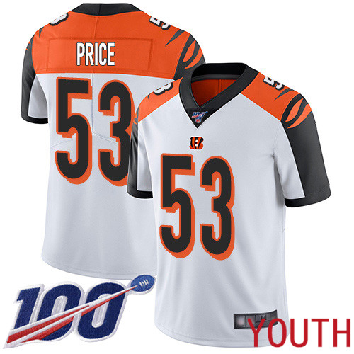 Cincinnati Bengals Limited White Youth Billy Price Road Jersey NFL Footballl #53 100th Season Vapor Untouchable->youth nfl jersey->Youth Jersey